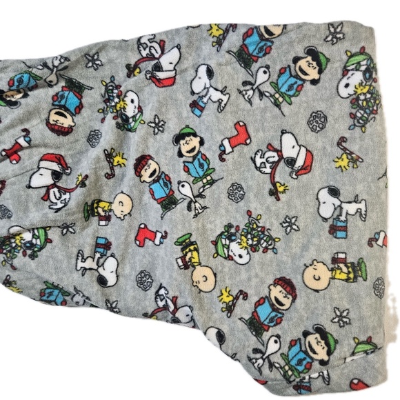Peanuts Snoopy Charlie Brown Pajama Pants Mens 4XB Gray Fleece Christmas Lounge - Picture 5 of 7